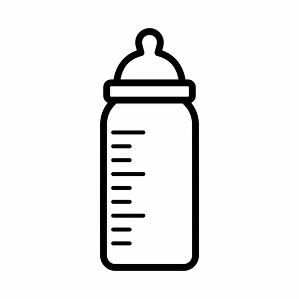 Eenvoudige Baby Melk Fles Voor Drinken Melk Vector Icoon Illustratie — Stockvector