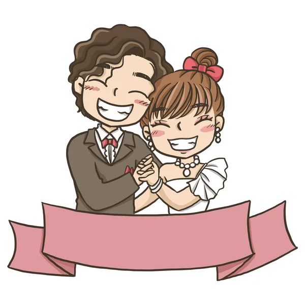 Cartoon Wedding Cute Sweet — Stockvector