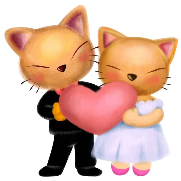 Dessins Animés Chats Amoureux Illustration Vectorielle — Image vectorielle