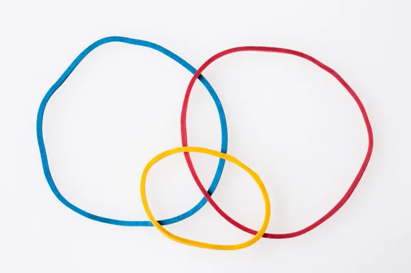 Set theory with rubber rings — Stock Photo, Image