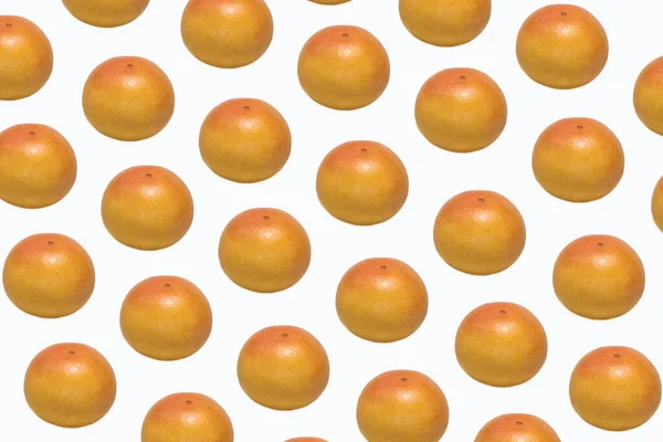 Pattern Made Whole Ripe Ruby Grapefruit White Background — Stock Photo, Image