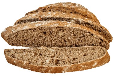 Beyaz arka plan üzerinde izole koyu tahıllı ekmek dilimleri