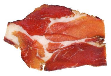 Beyaz arka plan üzerinde izole kurutulmuş domuz eti boyun dilim Kuru