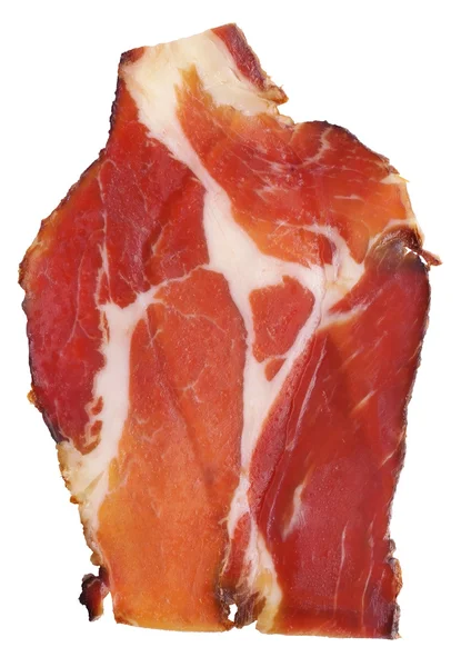 Fatia de pescoço de porco curada seca isolada em fundo branco — Fotografia de Stock