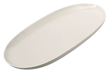 Beyaz Seramik Tepsiden Boş Seramik Oval, Beyaz Arkaplanda İzole Edilmiş.