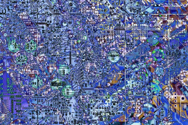 コンピュータ電子回路マザーボードアブストラクトブルー背景 — ストック写真