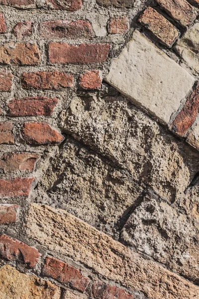 Fortaleza medieval ladrillo antiguo-piedra Rampart detalle — Foto de Stock