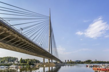 Asma köprü üzerinde Ada pilon, Belgrade, Sırbistan
