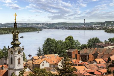Panoramic View From Gardos Lookout in Zemun on River Danube Town of Zemun and Belgrade, Serbia clipart