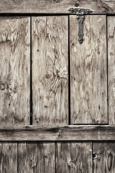 Античная Деревянная Деревянная Дверь из Сельской Сосны с коваными железными петлями
