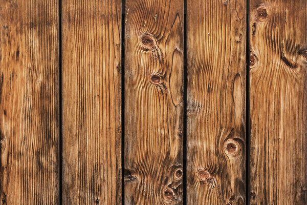Old Rustic Fence with Pine Wood Knotted Planks Detail