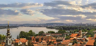 Panoramic View From Gardos Lookout in Zemun on River Danube Town of Zemun and Belgrade - Serbia clipart