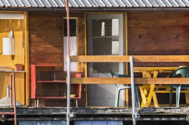 Old Wooden Raft Hut on Sava River - Detail