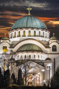 The Temple of Saint Sava at Night - Belgrade - Serbia clipart