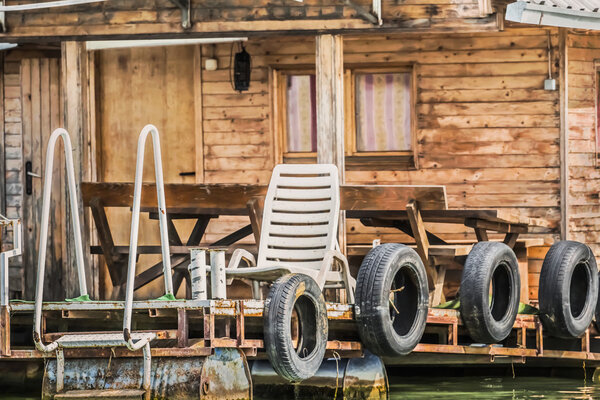 Old Wooden River Floating Raft Weekend House On Sava River