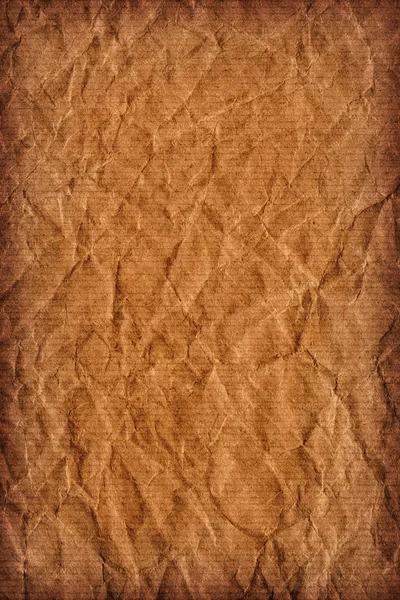 Recycle Brown Kraft Paper Striped Vignette Textura grossa grunge amassada — Fotografia de Stock