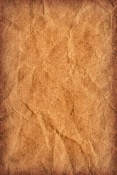 Recycle Brown Kraft Paper Striped Vignette Textura grossa grunge amassada — Fotografia de Stock