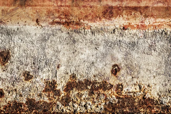 Old Rusty Metal Floater Surface With Cement Roughcast Coat Grunge Texture — Stock Photo, Image