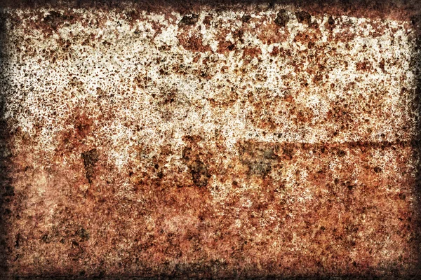 Old Rusty Metal Floater Surface With Cement Roughcast Coat Grunge Texture — Stock Photo, Image