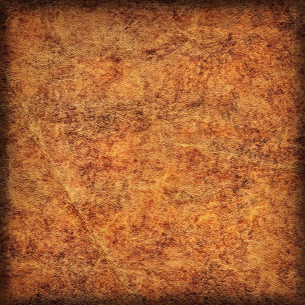Old Weathered Cowhide Creased Exfoliated Vignette Mottled Grunge Texture — Stock Photo, Image