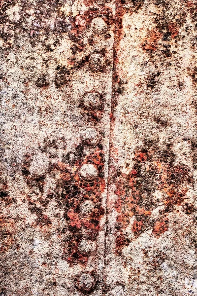 Starý rezavý přinýtovány kovové Floater povrchu Grunge textury — Stock fotografie