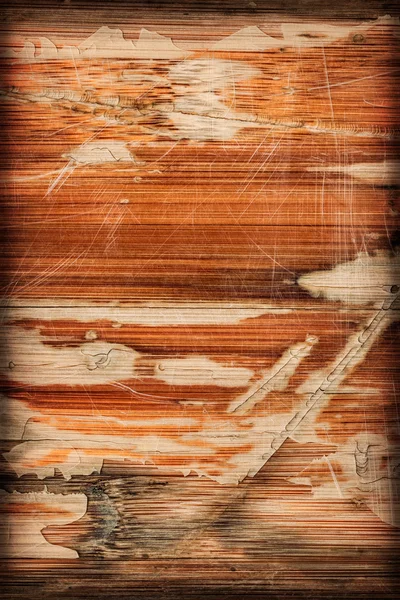 Stary drewniany Panel lakierowane pęknięty porysowany obrane winieta Grunge tekstury — Zdjęcie stockowe