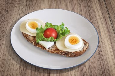 Plate With Light Toast Sandwich On Wooden Table