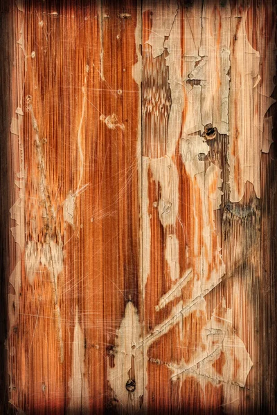 Stary drewniany Panel lakierowane pęknięty porysowany obrane winieta Grunge tekstury — Zdjęcie stockowe
