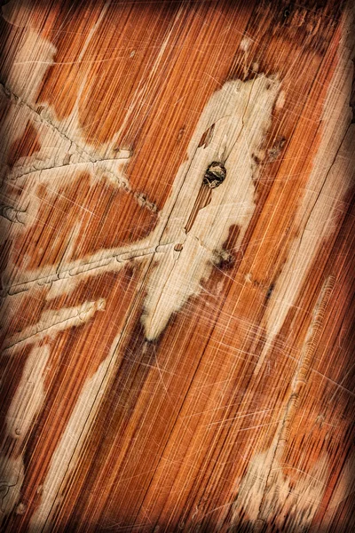 Old Varnished Wooden Panel Cracked Scratched Peeled Vignette Grunge Texture — Stock Photo, Image