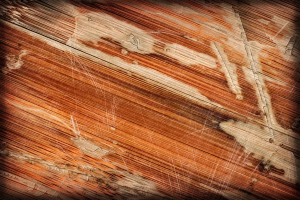 Old Varnished Wooden Panel Cracked Scratched Peeled Vignette Grunge Texture — Stock Photo, Image