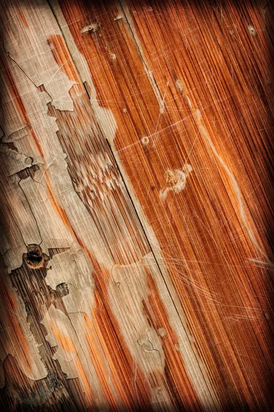 Altes lackiertes Holzpaneel zerkratzt geschälte Vignette Grunge Textur — Stockfoto