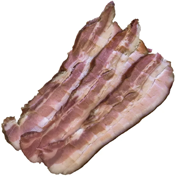 Vientre Bacon Rashers aislado sobre fondo blanco — Foto de Stock