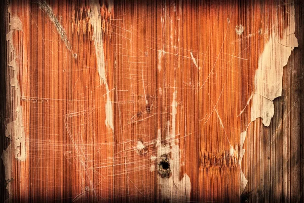 Old Varnished Wooden Panel Cracked Scratched Peeled Vignette Grunge Texture — Stock Photo, Image