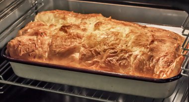 Gibanica Crumpled Cheese Pie Baked In Oven