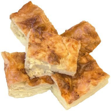 Gibanica Cheese Pie Slices Isolated On White Background