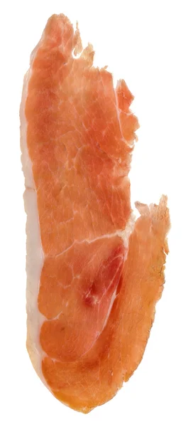 Fetta di prosciutto isolata su fondo bianco — Foto Stock