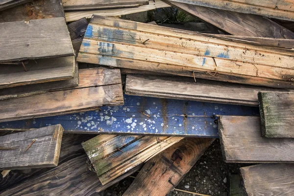 Heap of Old Scrapped Rotten Floorboards — Stock Photo, Image