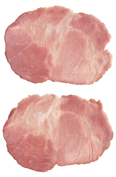 Rebanadas de jamón de cerdo Gammon, aislado sobre fondo blanco . — Foto de Stock