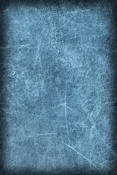 Velho azul escuro couro grosseiro grosseiro vinheta grunge textura amostra — Fotografia de Stock