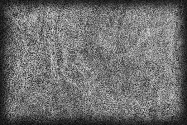 Old Dark Gray Cowhide Creasy Coarse Vignette Grunge Texture Sample — Stock Photo, Image