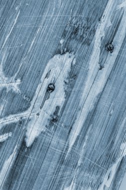 Eski mavi lekeli vernikli ahşap Lamine Panel çizilmiş soyulmuş Grunge doku kırık