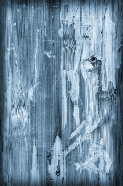 Eski mavi lekeli vernikli ahşap Lamine Panel çizilmiş soyulmuş Vignette Grunge doku kırık