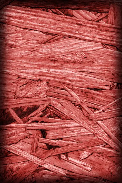 Chipboard Bleached and Red Stained Coarse Vignette Grunge Texture — Stock Photo, Image