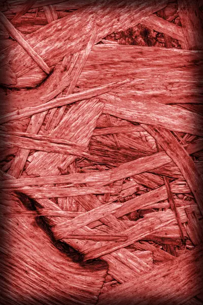 Chipboard Bleached and Red Stained Coarse Vignette Grunge Texture — Stock Photo, Image