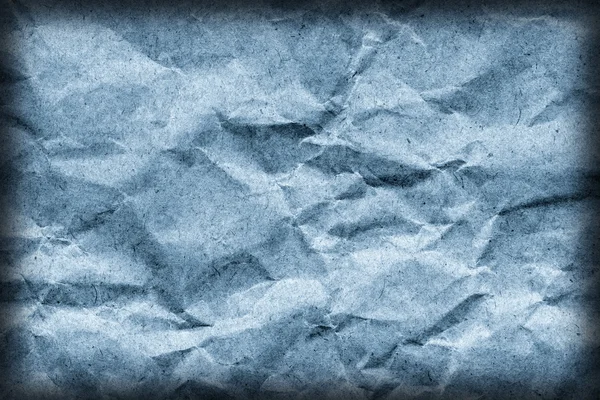 Bleu recycler Kraft sac en papier froissé Vignette Grunge texture détail — Photo