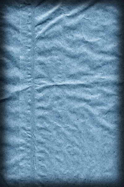 Recyklingu niebieskie Kraft papier torba zmięty winieta Grunge tekstury szczegółów — Zdjęcie stockowe