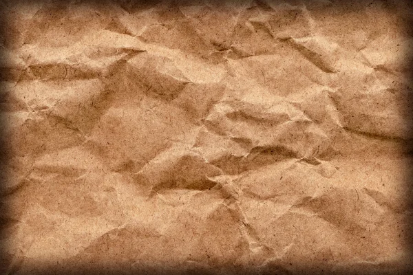 Újra barna Kraft Papír porzsák durva szemű zúzott gyűrött matrica Grunge textúra részletessége — Stock Fotó