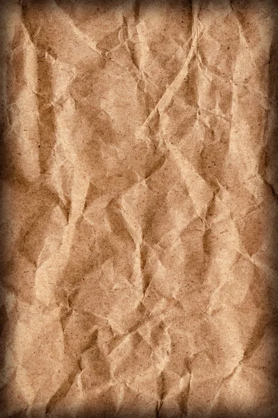 Recycle Brown Kraft Paper Bag Grão grosseiro esmagado vinheta grunge textura detalhe — Fotografia de Stock