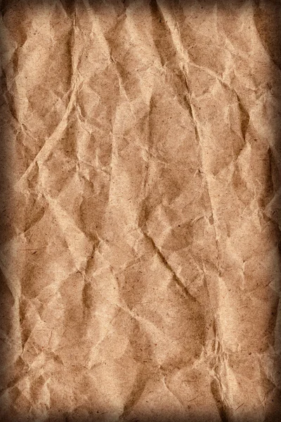 Torba papierowa brązowy Kraft recykling rozgniatane grubej ziarna zmięty winieta Grunge tekstury szczegółów — Zdjęcie stockowe
