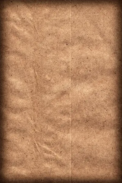 Reciclar Brown Kraft bolsa de papel grano grueso triturado arrugado viñeta grunge textura detalle — Foto de Stock